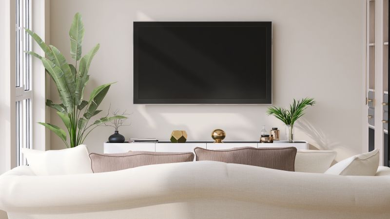 Tv Hangings in Bright Living Room